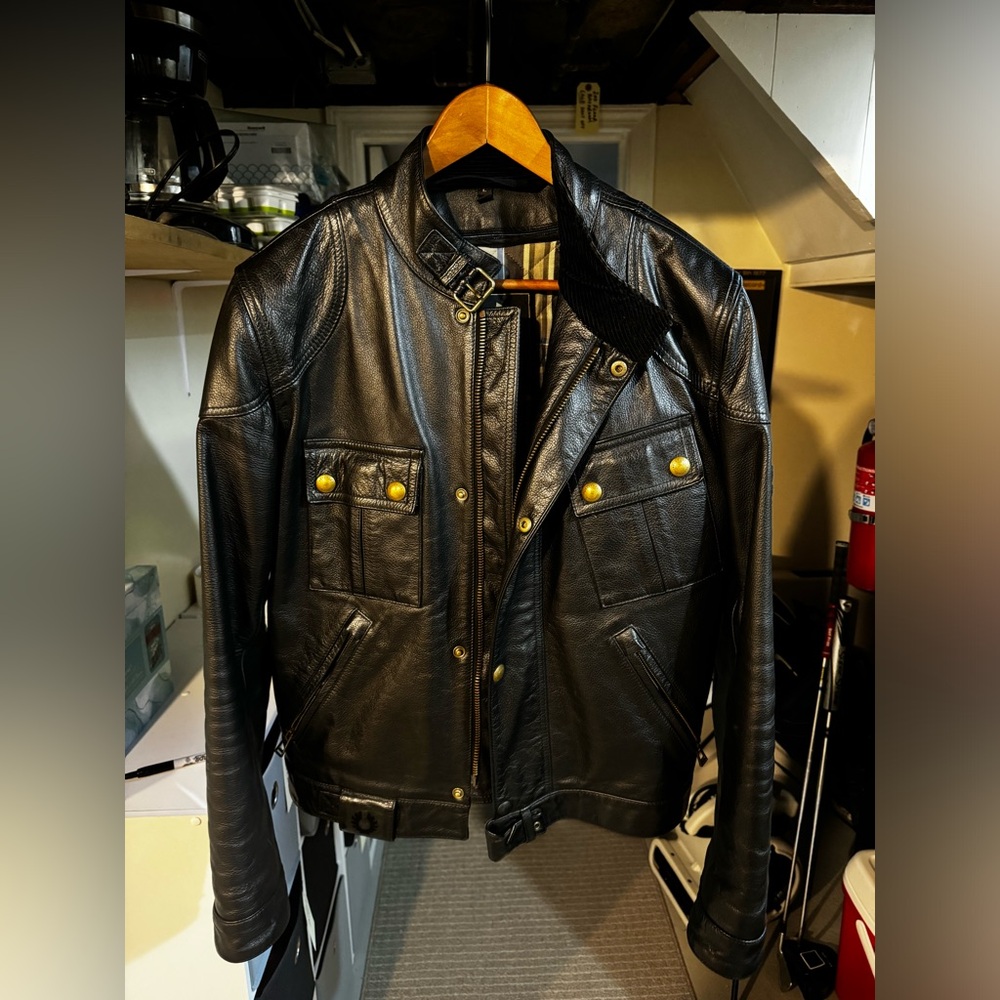 Belstaff Gangster Men’s Leather Biker Jacket - Medium
